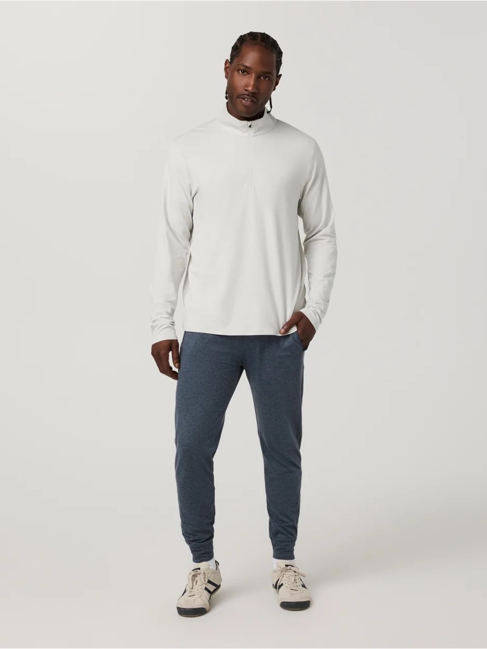 Vuori Men's Bay Blue Heather Ponto Jogger Pant Drawstring Zip pockets XS #V438